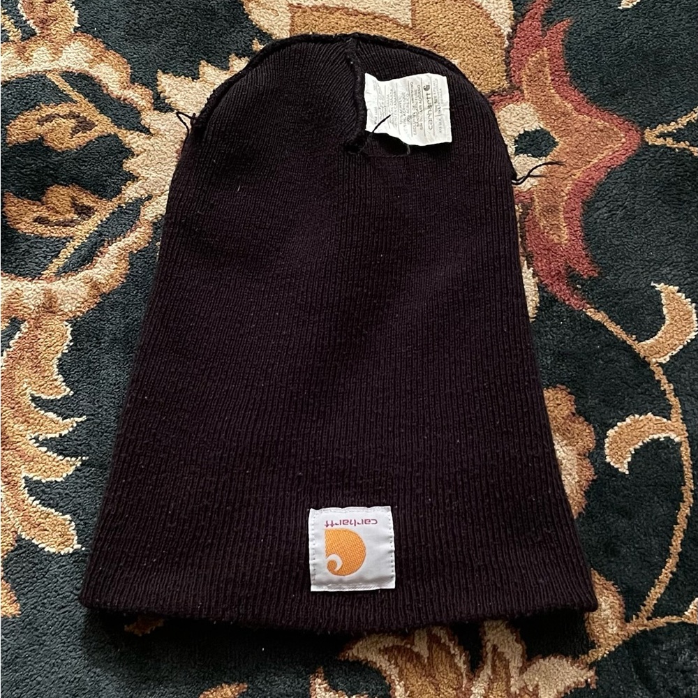 ❄ CARHARTT SQUARE LOGO A18 BLACK CUFFED BEANIE HAT TOQUE - SIZE OSFA ❄ - Picture 5 of 9
